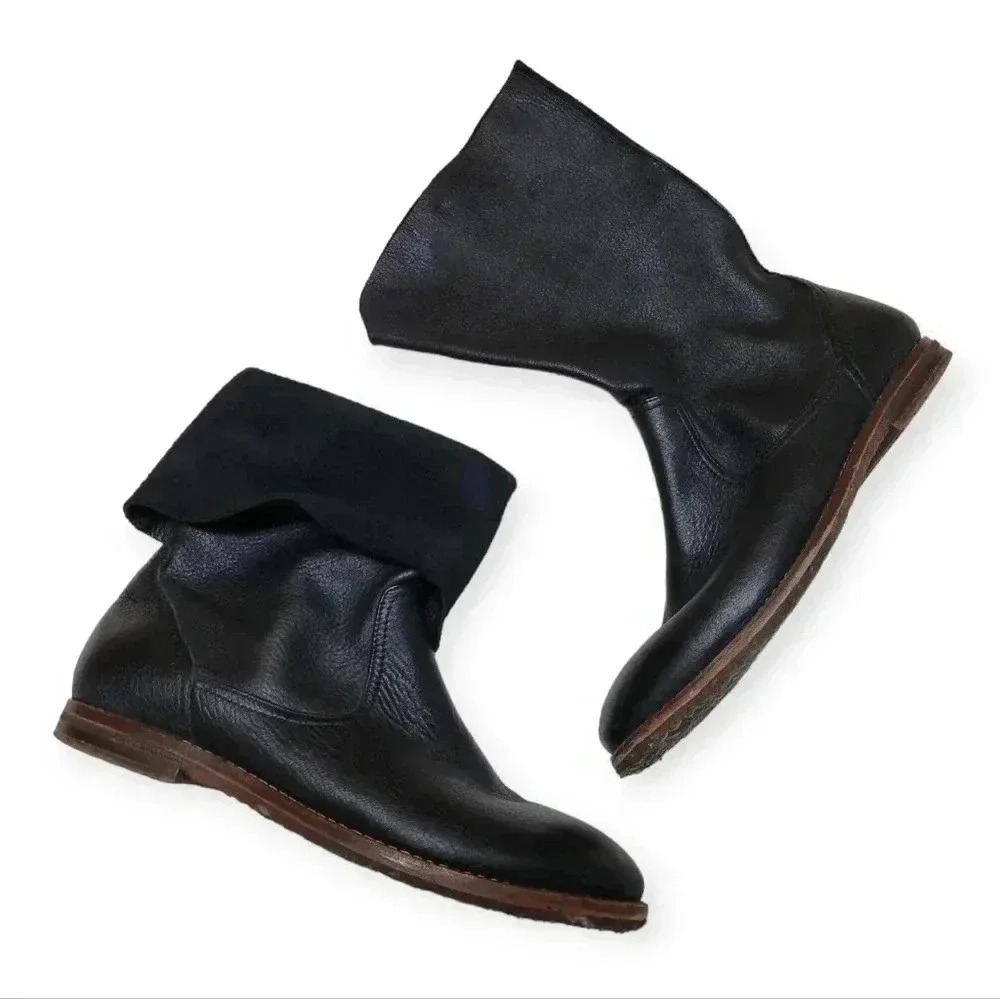 M.S. Trask Slouchy Black Buffalo Leather Boots 8 Women's
